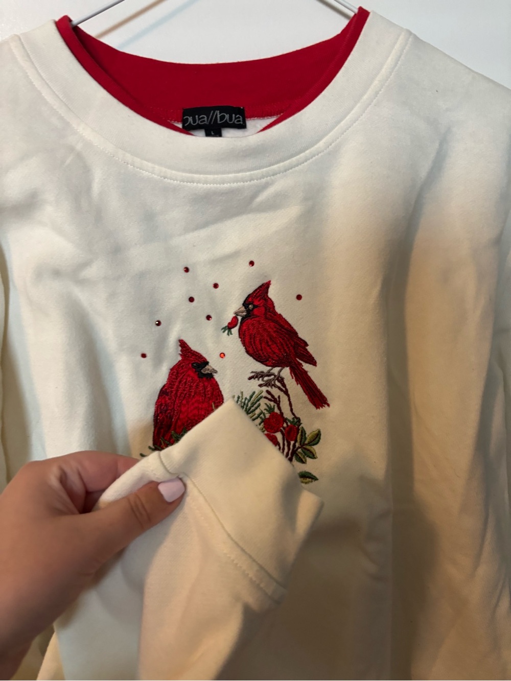 Grandmacore Vintage 90s Retro Cardinal Fleece Lined Crewneck Women’s Large - Picture 4 of 5